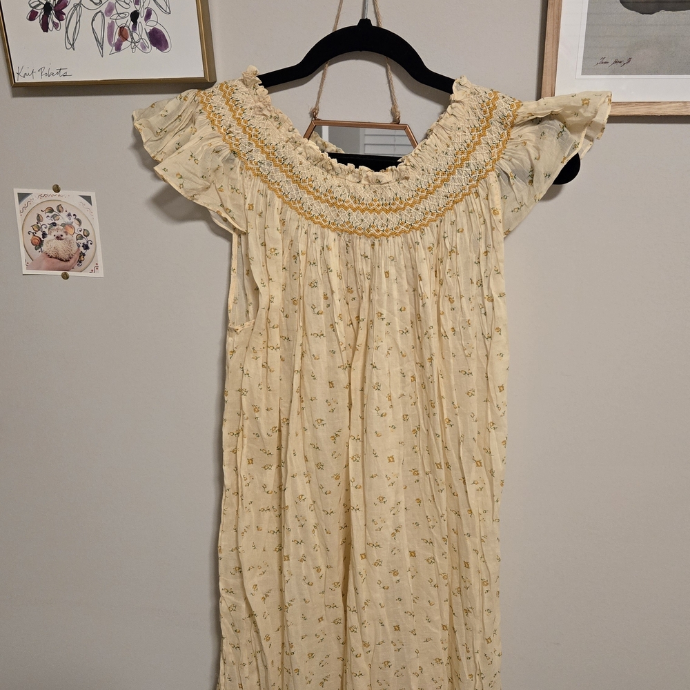 Doen Cream Floral Pajama Dress
